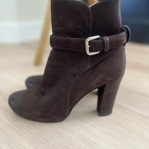 Women’s Prada Brown Suede Ankle Boots with Buckle